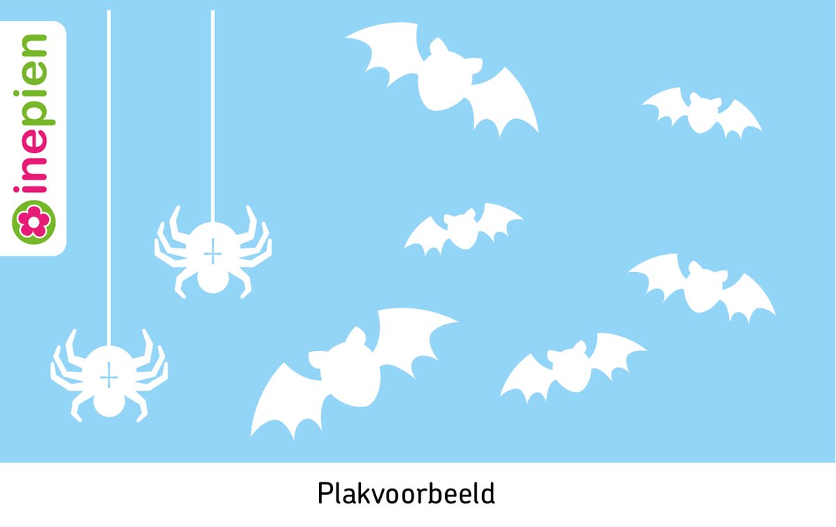 Inepien | herbruikbare raamsticker | Halloween | vleermuis en spin | wit